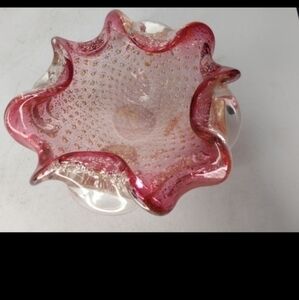 Vintage Murano Pink art glass bowl/candy dish
